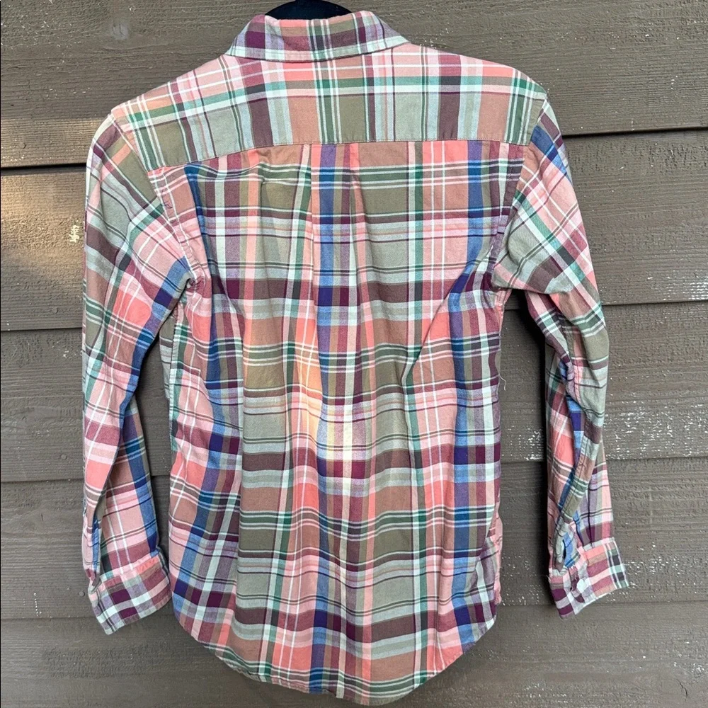 Ralph Lauren Brown Orange Multicolor Plaid Boys Shirt size M (12-14)
